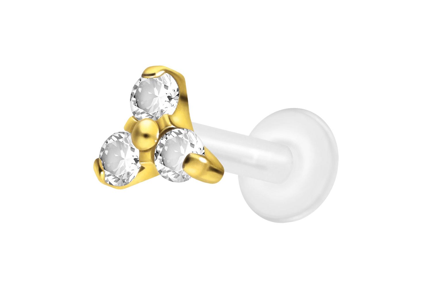 PTFE Labret Piercing mit Innengewinde + Titan-Aufsatz KRISTALLBLUME